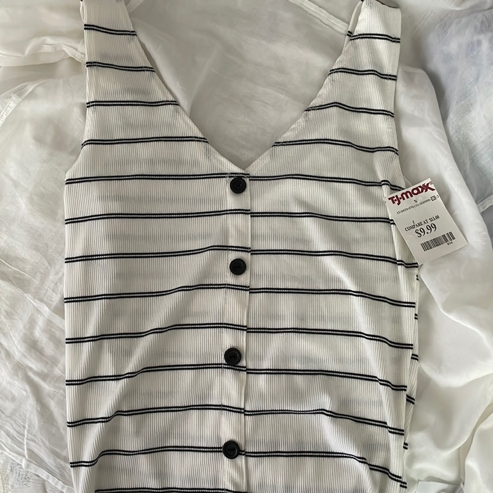 Striped V-neck Tank